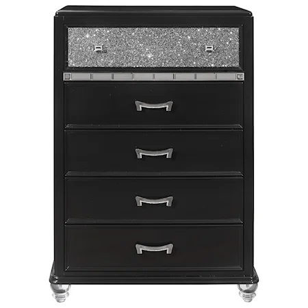 Glam 5-Drawer Chest with Felt-Lined Top Drawer